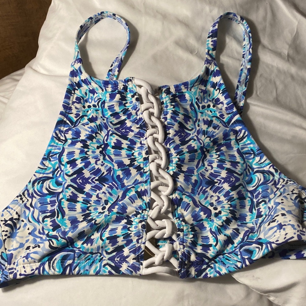 Lilly Pulitzer Blue and White Bikini Top